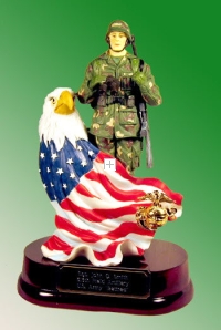 soldier with eagle and flag w/U.S.M.C. pin