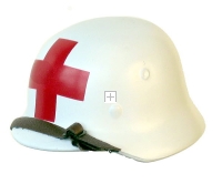 Medic helmet (white) single red cross