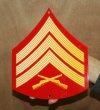 USMC E5 rank Red & Gold metal sign