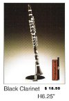 Miniature Musical Instrument Black Clarinet 6.25"