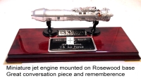 miniature jet engine on Rosewood base