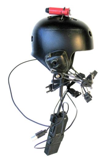 U.S. Army Tactical helmet with strobe light and radio