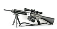 U.S. AR-10 Stoner with bipod /scope and 100 round ammo can