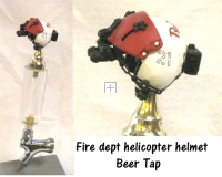 Fire department helicopter pilot helmet as beer tap