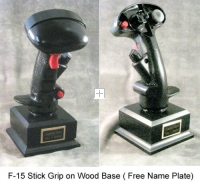 fighter aircraft stick grip on flat Rosewood base