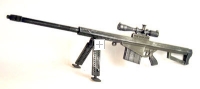 50 Cal Barrett Sniper rifle with scope and bi pod