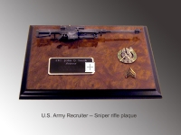 Sniper award on burl wood plaque M82A1