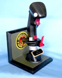 Modern aircraft stick grip on wood base with U.S.M.C. Patch