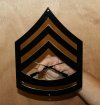 USMC E7 Gunnery Sgt rank Black metal sign