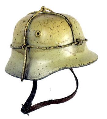 German tan helmet with double wire cage for camo