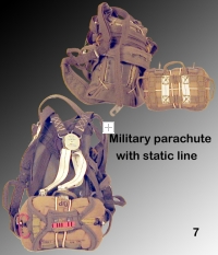 military parachute with static line