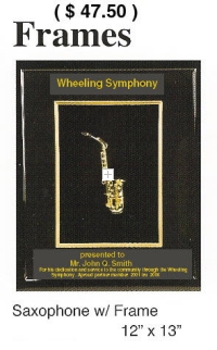 Picture frame with Miniature Saxophone