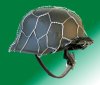 Green helmet with wire camo