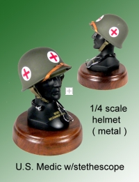U.S.Army Medic helmet & stethescope on stand