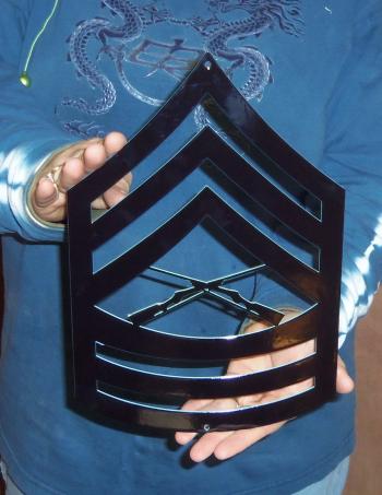 USMC E8 Master Sgt rank Black metal sign
