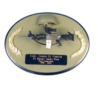 U.S.Army M4 with scope on painted wood plaque